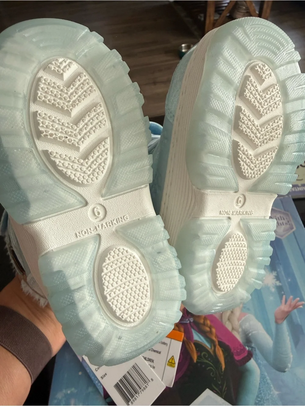 Disney Frozen Light Blue Girls Winter Boots with Elsa & Anna Graphics